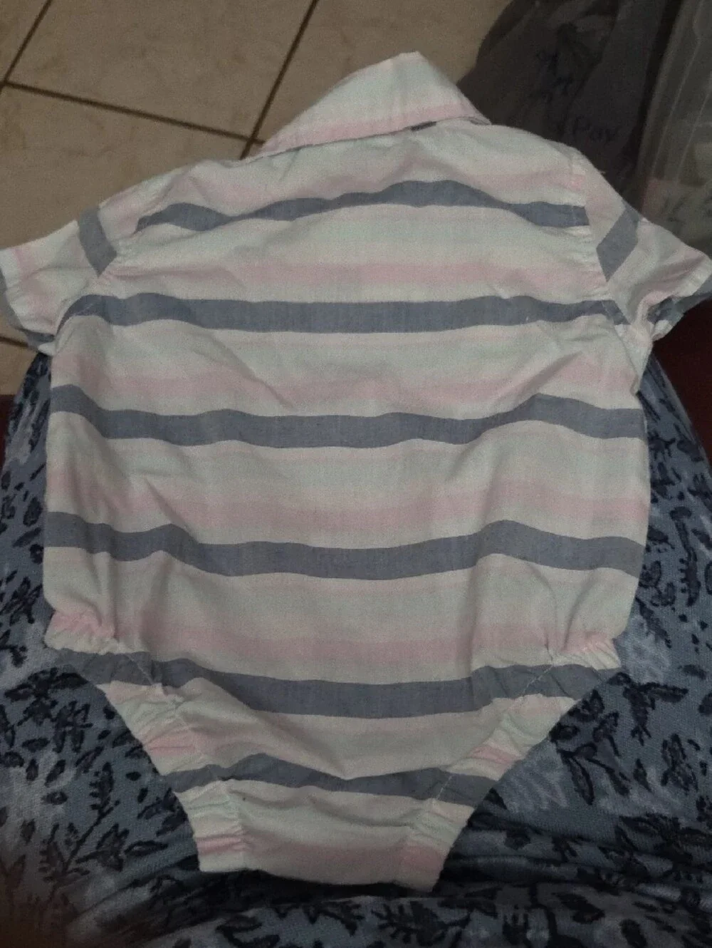 Baby One-Piece Bodysuit in Pink & Gray 3 Month